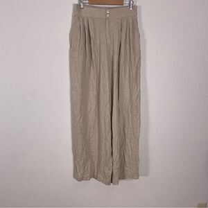 Pampelone Cream Linen Blend Wide Leg Pants